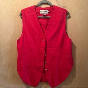 Red vintage vest with gold buttons JH Collectibles size 14